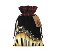 Holiday Drawstring Novel Music Note Print Gift Bags,Assorted Size Small,Medium,Holiday Xmas Presents Wrapping Bags With Tags