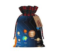 Holiday Drawstring Outer Space Solar System Print Gift Bags,Assorted Size Small,Medium,Holiday Xmas Presents Wrapping Bags With Tags