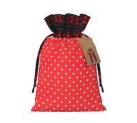 Holiday Drawstring Red And White Polka Dots Print Gift Bags,Assorted Size Small,Medium,Holiday Xmas Presents Wrapping Bags With Tags