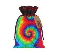 Holiday Drawstring Tie Dye Rainbow Print Gift Bags,Assorted Size Small,Medium,Holiday Xmas Presents Wrapping Bags With Tags