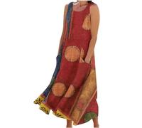 Holiday Dresses for Women UK Italian Linen Dresses with Pocket Sleeveless Boho Casual Sundress Flowy Swing Maxi Dress Loose Pullover Dress Lounge Dress Beach Holiday Long Dress
