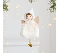 Holiday embroidered little girl doll cloth pendant for Christmas For tree hanging, designed for birthday parties, weddings, music festivals, and festive home decoration (Angel Girl (white))