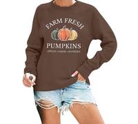 Holiday Essentials for Women Halloween Jumpers Happy Halloween Pumpkin Sweatshirt Women Fall Sweatshirt Pumpkin Graphic Hoodie Happy Fall Yall Long Today Deals of The Day Clearance (Brown, XL)