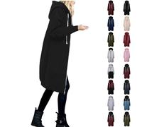 Holiday Essentials for Women Hoodies For Women UK Zip Up Hooded Sweatshirts Coats Oversized Longline Drawstring Blouse Plus Size Loose Tunic Jackets Warehouse Deals Clearance A Black