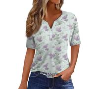 Holiday Essentials for Women, Plus Size Clothing for Women Blouses UK Short Sleeve Tops for Women UK Ladies Size 18 Summer Bubble Hem White Shirt Shirts Womens Clothing Blouses (Light Purple,XXL)