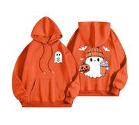 Holiday Essentials My Order Autumn Halloween Jumpers for Women UK Halloween Pumpkin Hoodies Women Season Sweatshirts Cute Funny Graphic Pullover Tops Ladies Presents for Christmas (Orange, XXXL)