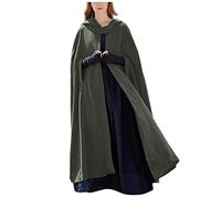 Holiday Essentials My Order Heavy Winter Long Jackets for Women UK Women's Hooded Long Cape Winter Vintage Overcoat Fashion Button Cloak Woolen Coat My Orders (Green, XL)