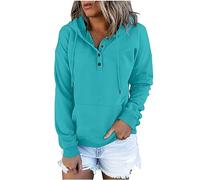 Holiday Essentials My Order Sweatshirts for Women UK Clearance Casual Button Down Long Sleeve Hoodies With Pocket Solid Color V-Neck Hood Pullover Tops Ladies Bargains of The Day Sale
