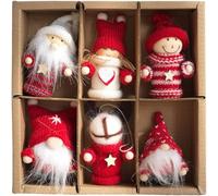 Holiday Felt Ornament Featuring Santa Claus Cartoon Character with No Face for Christmas Tree Hanging Decor (B)