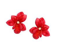 Holiday Floral Drop Earrings for Women Sensitive Skin Friendly Lightweight Style Ear Studs Jewelry Gift Drip Oil Unique Fabric Earrings, フリーサイズ