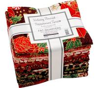 Holiday Flourish Peppermint Twist Black 20 Fat Quarters 1 Panel Robert Kaufman Fabrics FQ-2204-21