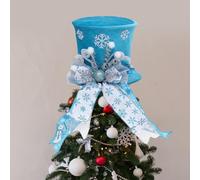Holiday Foldable Christmas Tree Hat, Eye-catching Christmas Tree Topper-Hat With Colorful Candy And Bows For Holiday Decor(Blue)