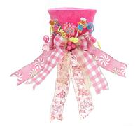 Holiday Foldable Christmas Tree Hat, Eye-catching Christmas Tree Topper-Hat With Colorful Candy And Bows For Holiday Decor(Pink)