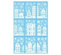 Holiday For Christmas Window Clings 9pcs Set with Winter Themed Designs for Seasonal Home and Business Decor, Self PVC Stickers for Window Decoration (S01)