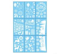 Holiday For Christmas Window Clings 9pcs Set with Winter Themed Designs for Seasonal Home and Business Decor, Self PVC Stickers for Window Decoration (S03)