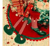 Holiday For Elf Tree Skirt with Striped Legs, Christmas Tree Skirt Made From Soft Polyester to Cover Tree Stand (159CM)