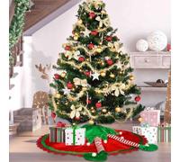 Holiday For Elf Tree Skirt with Striped Legs, Christmas Tree Skirt Made From Soft Polyester to Cover Tree Stand (92CM)