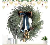 Holiday Garland Ring - Winter Celebration Accessory, Classic Evergreen Structure, Charming Ribbon Bell Adornment, Versatile Event Decoration | Long Lasting Front Door Window Mantel Balcony Indoor