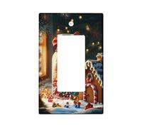 Holiday Gingerbread House Light Switch Cover Plates, Colorful Candy Accents for Winter, Festive Home Decoration for Living Room, Standard Size Single Rocker