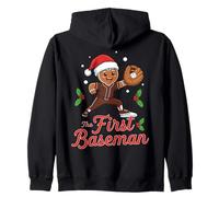 Holiday Gingerbread The First Baseman Xmas Baseball Zip Hoodie
