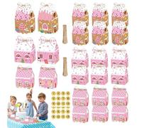 Holiday Goodie Box - Christmas House Cardboard Treat Box, Christmas House Cookie Box, Vistaprint Gingerbread House Cardboard Treat Box, 24 Pieces for School, Classroom, Candy, Paper Box