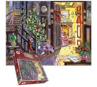 Holiday Hallway 1000-Piece Christmas Jigsaw Puzzle - Cozy Festive Scene with Twinkling Tree, Nostalgic Décor, Playful Cat & Curious Child - Perfect Family Activity for Holiday Cheer & Relaxation