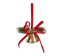 Holiday Hanging Ornament Gold Bell Red Berry Pinecone(10013) | Charming festive look, natural holiday accents, silk flowers, metal hardware, ribbon detail