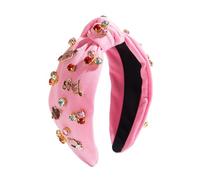 Holiday Headbands for Women,Heart Rhinestone Wide Jeweled Knotted Hairband - Wide Top Knot Hairband Jeweled Rhinestone Crystal for Valentine's Day