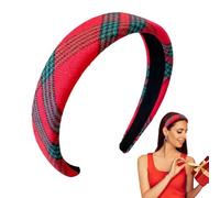 Holiday Headbands for Women - Red Plaid Photo Prop - Wide Holiday Party Headband,for Vacation Family Gathering Seasonal Celebration Festive Dinner Wedding Concert Event