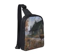Holiday Home Deer Hunting Printed Chest Bag Sling Bag for Men Women, Waterproof Crossbody Backpack Men Bag for Runner Workout Hiking Cycling Travel