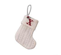 Holiday Knitted Stocking Featuring Snowflake Alphabet Pattern Suitable for Tree Pendant Decoration and Candy Bag Use During Christmas Season (X)