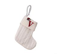 Holiday Knitting Stocking with Snowflake Alphabet Design for Decorating Christmas Trees and Storing Candy during Season (V)