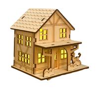 Holiday Light Village - Cabin Figurine Set, Rustic Cottage Display | Christmas House Model Scene Layout, Collectible Wood Structures Table Decor, LED Light Decoration Pieces, Snowy Night Ornament Inte