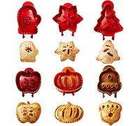 Holiday Mini Pie Mold Dough Press Pocket Pie Molds Party Hand Pumpkin Cookie Cutters Mini Pocket Pies Maker for Festivals and Parties (A+B)