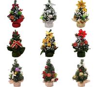 Holiday miniature Christmas tree decoration 20cm for small spaces, plastic design for seasonal use on tabletops and shelves in home and office (A-S04)