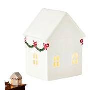 Holiday Miniature Homes, Intricate Lighted Figurine, Festive Winter Scene, Artisan Crafted Glowing Finish, Resin Cast Illumination, Small Scale Home Ornament, Ideal For Desk Farmhouse