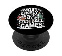 Holiday Most Likely To Watch All The Football Games Sports PopSockets Adhesive PopGrip