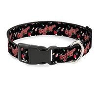 Holiday Movies Pet Collar, Dog Collar Plastic Buckle, A Christmas Story Title Logo and Lights Black Reds, 13 to 17 Inches 1.5 Inch Wide