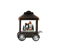 Holiday Music Box Lantern with Santa Claus, Snowman and Elk Figures Playing Christmas Melodies, Snowflake Light Effects, USB or Battery Powered for Festive Decor (Deer)