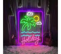 Holiday Neon Sign for Wall Decor Colorful Palm Tree Sun Cloud Wave Neon Lights Summer Beach Bar LED Light up Signs for Sunrise Tropical Party Decoration Summer Gift