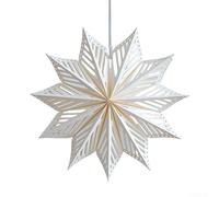 Holiday Origami Paper Star Hanging Ornaments with Carved Patterns and Suspension Cord, for Decorating Christmas Trees and Event Venues (40cm white)