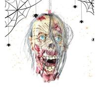 Holiday Ornament Ghosts Decor Zombie Prank 28x23x18 Cm Latex Skull Pendants Horror Decor Props Ghost Heads With Wig Haunted House Decorations For Halloween Decorations
