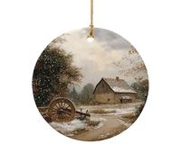 Holiday Ornament Rustic Old-Fashioned Plow Near The Barn Vintage Xmas Tree Hanging Printing Christmas Ornaments For Holiday Lover Crafts