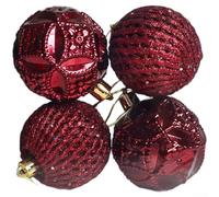 Holiday Ornament Set with 8 Decorative Hanging Spheres Made of Sturdy Plastic and Foam, Suitable for Tree and Home Decorations During Festive Seasons (Red)