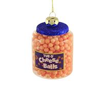 Holiday Ornament Tub O Cheese Balls, 4.0 inch , Glass, Christmas Ornament Junk Food, Decorative Hanging Ornaments, Go8061, Orange, 4.0 In H X 2.5 In W X 2.5 In D