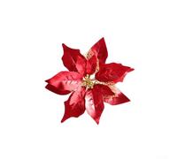 Holiday Ornament with Hollow Cloth Flower Design for Christmas Trees and Wreaths, Material and Lightweight for Easy Hanging, 26cm Diameter (red)