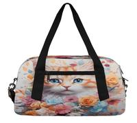 Holiday Panda Kids Duffle Bag Boys Girls Small Sport Dance Gym Bag for Overnight Travel Weekender Carry On, Yellow Cat, 18.5"L x 9.4"W x 7.8"H