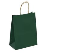 Holiday Party Gift Bag With Handle Jewelry Shopping Valentine's Day Marriage Colored Paper(Deep green,15x21cmx10PCS)