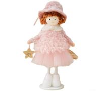 Holiday Party Hanging Ornament with Soft Plush Christmas Angel Girl, Designed for Tree and Home Festive Decor (Pink)