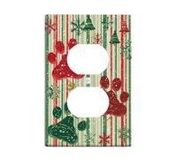 Holiday Paws Light Switch Cover Plates/Outlet Covers, Red and Green Animal Prints for Festive Decor, Thermoplastic Wall Plates, Standard Size Single Duplex Outlet